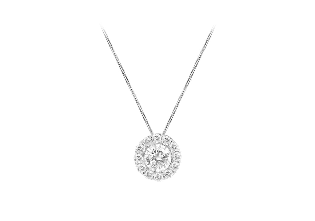 18ct White Gold 0.66ct Diamond Halo Slider Pendant