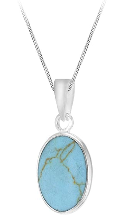Sterling Silver Oval Turquoise Cabochon Pendant