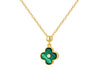 Gold Plated Sterling Silver Clover Malachite Zirconia Pendant
