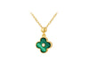 Gold Plated Sterling Silver Clover Malachite Zirconia Pendant