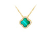 Gold Plated Sterling Silver Clover Malachite Zirconia Pendant