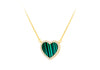 Gold Plated Sterling Silver Heart Malachite Zirconia Pendant