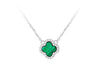 Sterling Silver Clover Malachite Zirconia Pendant