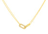 Gold Plated Sterling Silver Interlinked Paper Link Zirconia Necklace