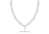 Sterling Silver T-Bar Belcher Chain Oval Links Albert Clasp Necklace