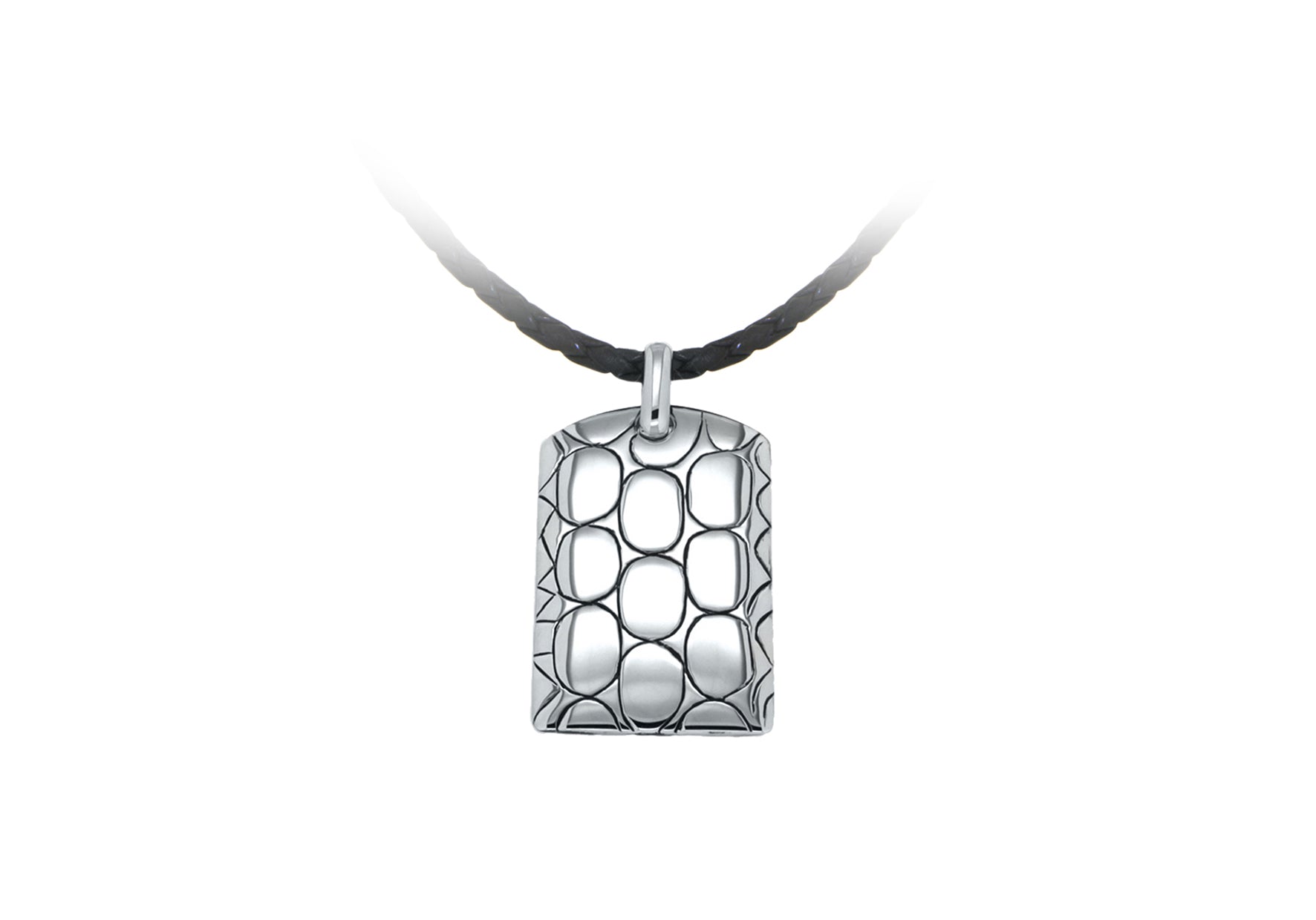 Sterling Silver Dog Tag Leather Cord Necklace