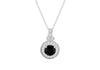 Sterling Silver Black & White Zirconia Halo Pendant Necklace