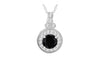 Sterling Silver Black & White Zirconia Halo Pendant Necklace