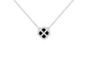 Sterling Silver Black Agate & Zirconia Clover Pendant