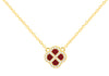 Yellow Gold Plated Sterling Silver Red Agate & Zirconia Clover Pendant