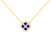 Yellow Gold Plated Sterling Silver Blue Lazurite & Zirconia Clover Pendant