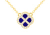 Yellow Gold Plated Sterling Silver Blue Lazurite & Zirconia Clover Pendant