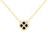 Yellow Gold Plated Sterling Silver Black Agate & Zirconia Clover Pendant