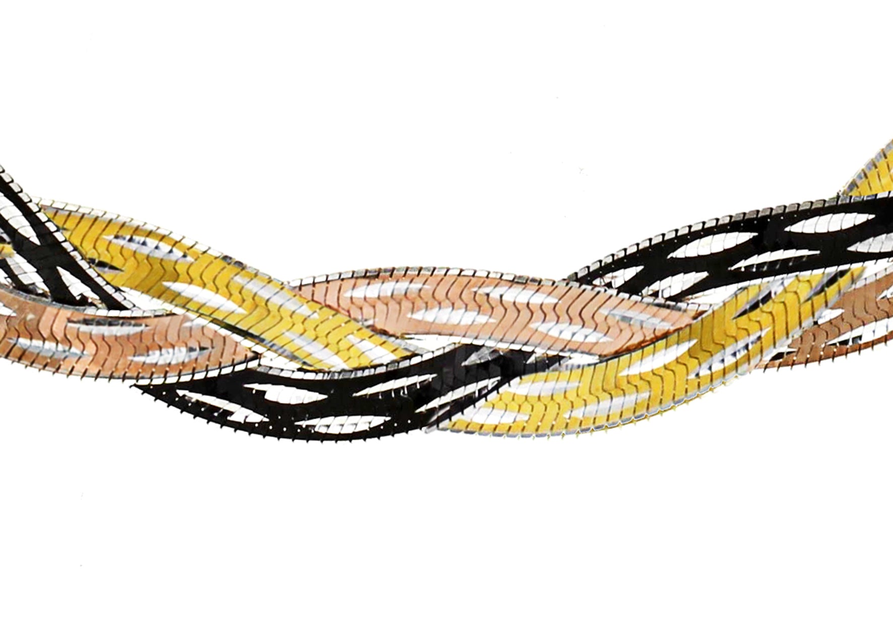 Sterling Silver 4-Tone Diamond Cut Herringbone Necklace