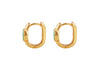 Yellow Gold Plated Sterling Silver Malachite Huggy Earrings