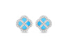 Sterling Silver Turquoise Clover & White Zirconia Stud Earrings