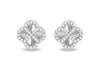 Sterling Silver Rainbow Clover White Zirconia Stud Earrings