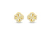 Gold Plated Sterling Silver Rainbow Clover White Zirconia Stud Earrings