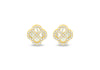 Gold Plated Silver Mother Of Pearl Clover & White Zirconia Stud Earrings