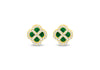 Gold Plated Silver Mother Of Pearl Clover & White Zirconia Stud Earrings