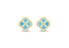 Gold Plated Silver Turquoise Clover & White Zirconia Stud Earrings