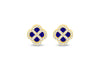 Gold Plated Silver Blue Lazurite Clover & White Zirconia Stud Earrings