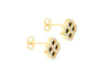 Gold Plated Silver Black Agate Clover & White Zirconia Stud Earrings