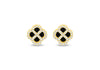 Gold Plated Silver Black Agate Clover & White Zirconia Stud Earrings