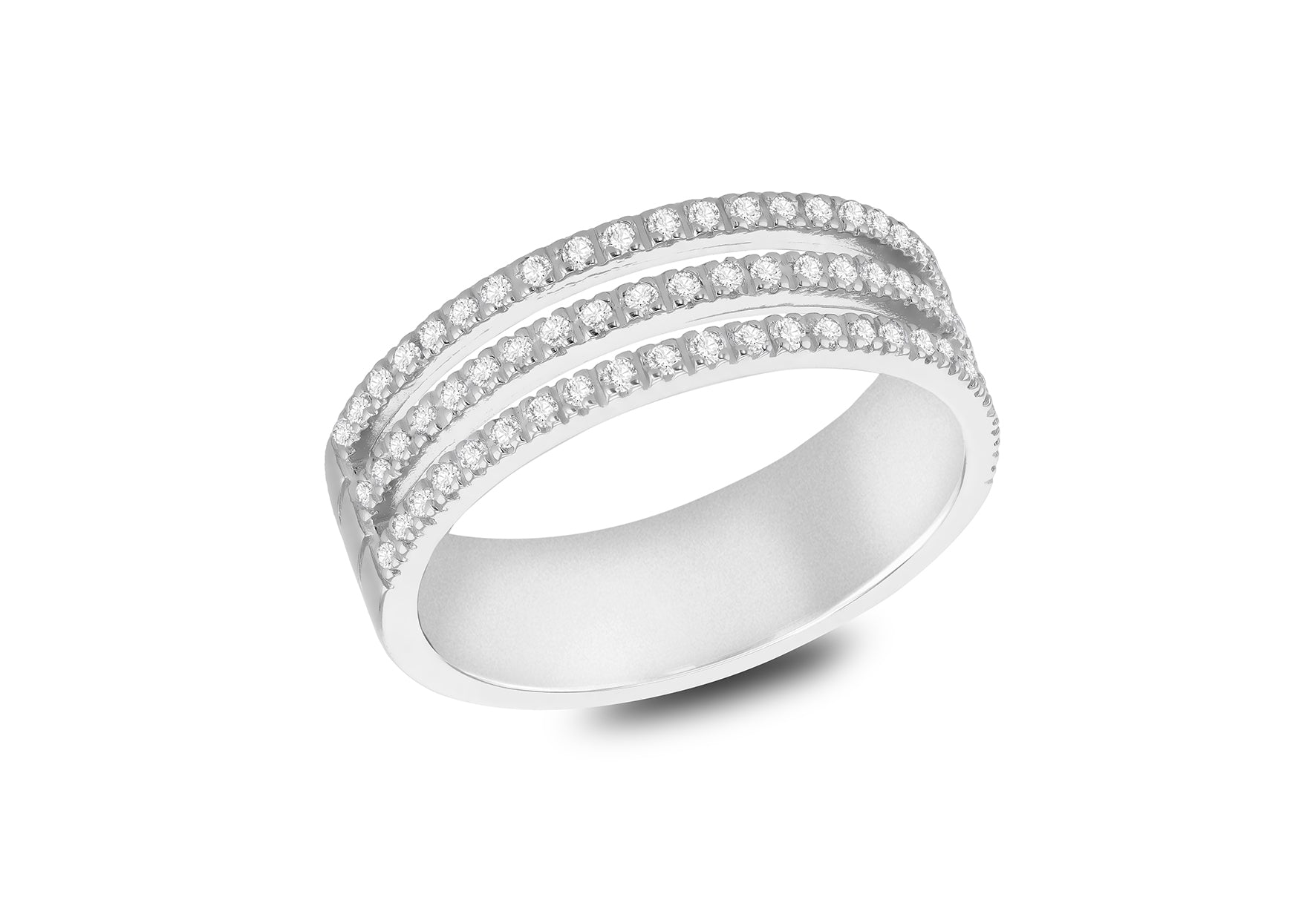 Sterling Silver White Zirconia Triple Row Band Ring