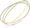 9ct 3-Tone Gold Diamond Cut Russian Bangle