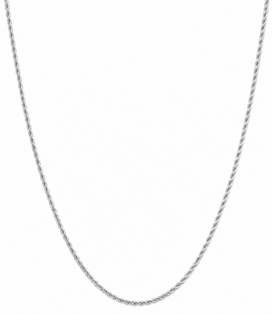 9ct White Gold 60 Diamond Cut Rope Chain