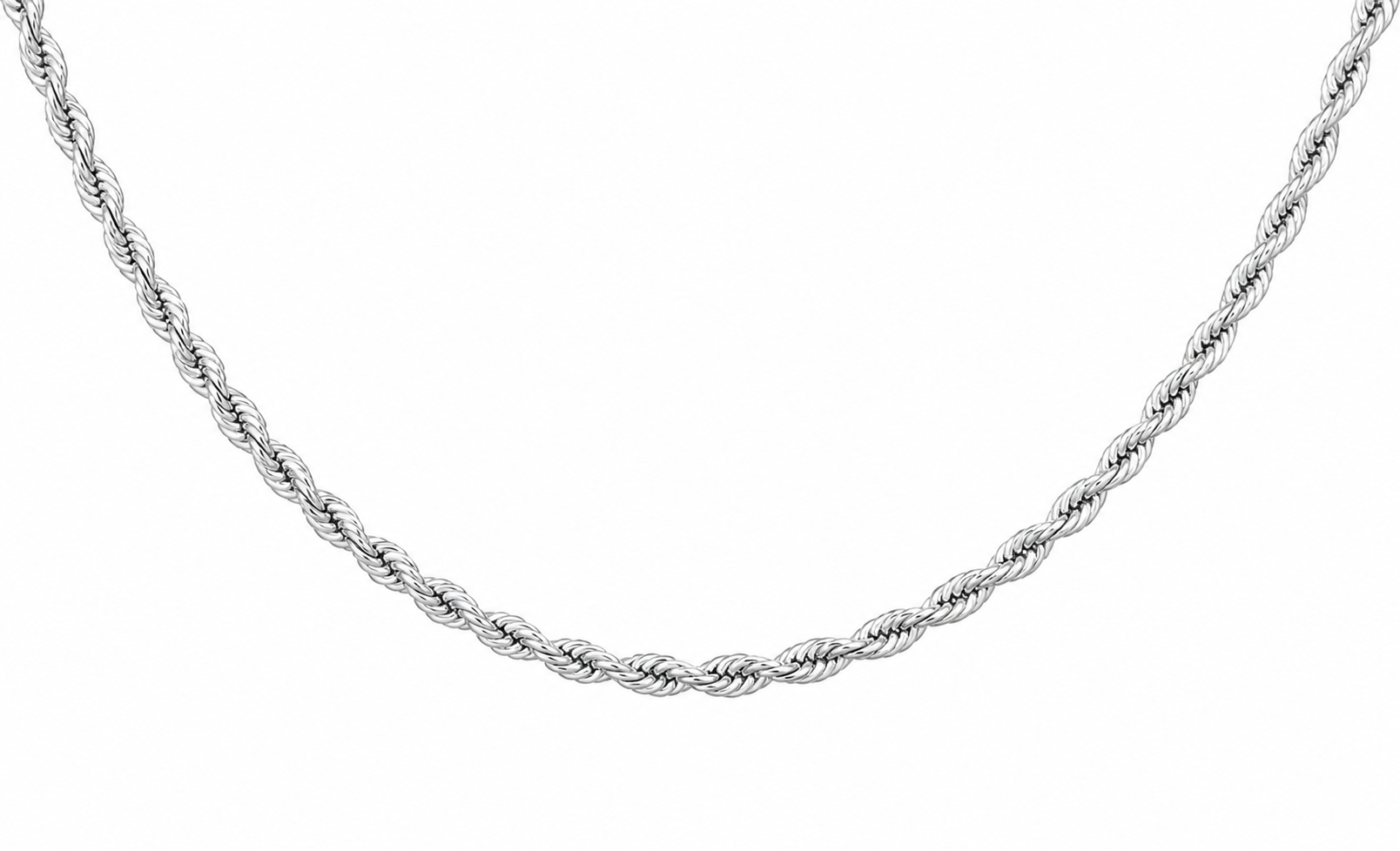 9ct White Gold 60 Diamond Cut Rope Chain