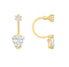 9ct Gold Trillion & Round Zirconia Ear Jacket Earrings