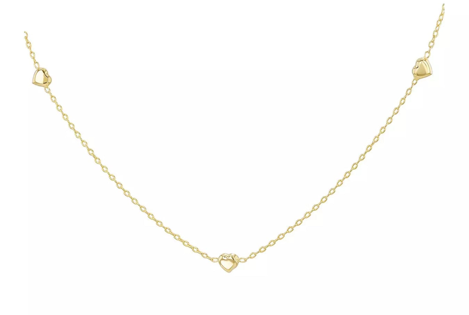 9ct Yellow Gold Three Heart Necklet