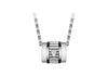 Hoxton London Men's Sterling Silver Bold Leather Inlay Barrel Adjustable Necklace