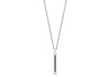 Hoxton London Men's Sterling Silver Stone Black Zirconia  Drop Adjustable Necklace