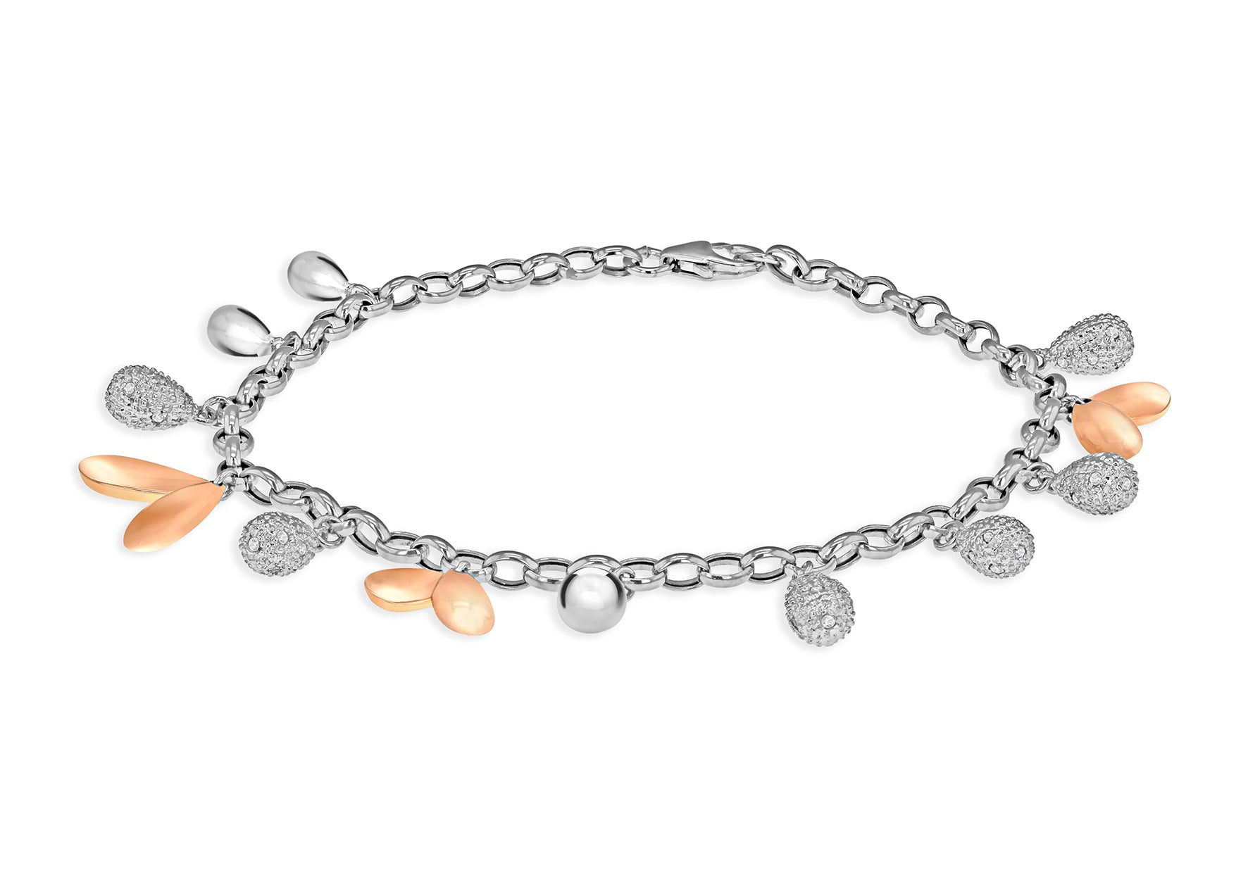 Diamond Charm Bracelet 18ct 2-Colour Gold