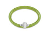 Sterling Silver Green Plaited Leather Wrap Bracelet 