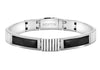 Hoxton London Men's Sterling Silver Bold Link Leather Inlay with Ribbed Detail9