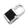 Hoxton London Men's Sterling Silver Black Leather Inlay Padlok KeyRing