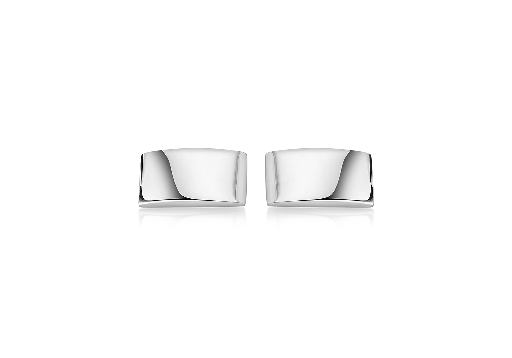 Hoxton London Men's Sterling Silver Rectangular Plain Domed Cufflinks