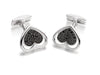 Hoxton London Men's Sterling Silver Heart Black Zirconia  Cufflinks