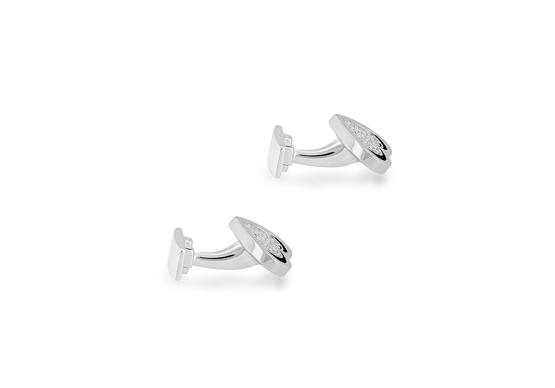 Hoxton London Men's Sterling Silver Heart Zirconia  Cufflinks