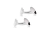 Hoxton London Men's Sterling Silver and Onyx Round Cufflinks