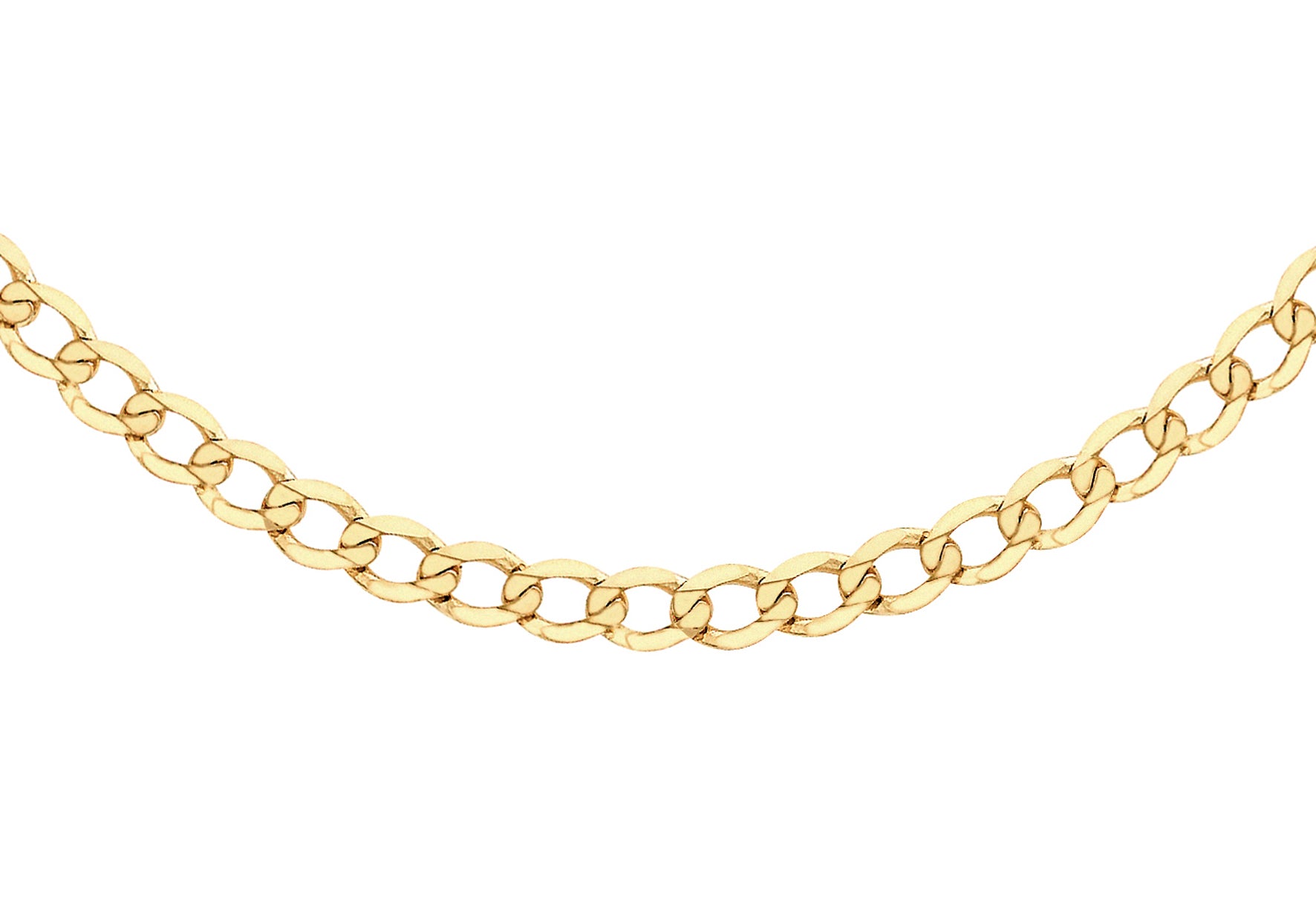 9ct Yellow Gold 100 Diamond Cut Flat Curb Chain 41m/16"9