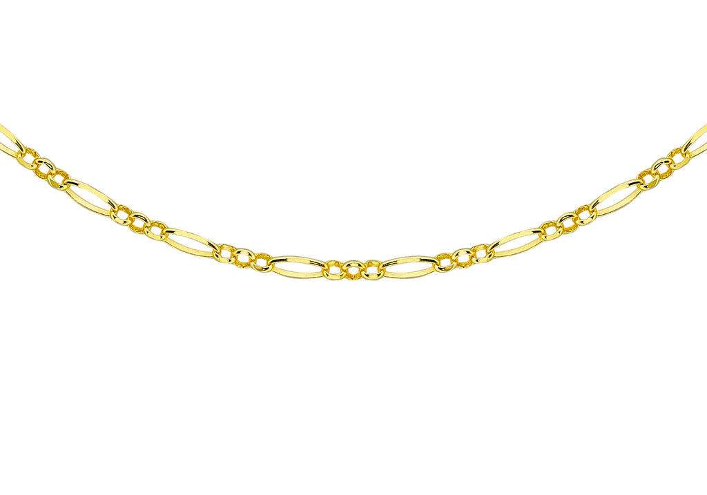 9ct Yellow Gold Diamond Cut Figaro Chain