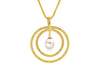 9ct Yellow Gold Pearl and Textured Rings Pendant Heart Slider Necklace  61m/24"9