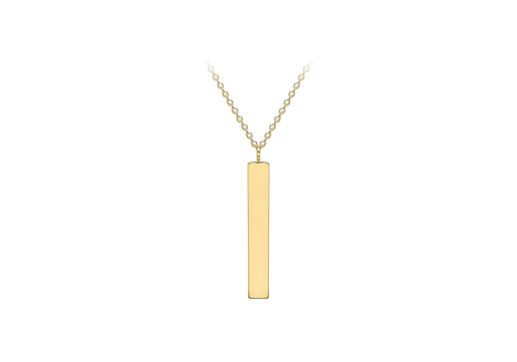 9ct Yellow Gold 3mm x 20mm Vertial Bar Adjustable Necklace  41m/16"-43m/17"9