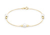 9ct Yellow Gold Pearl and Ball Snake Chain Bracelet 19m/7.5"9