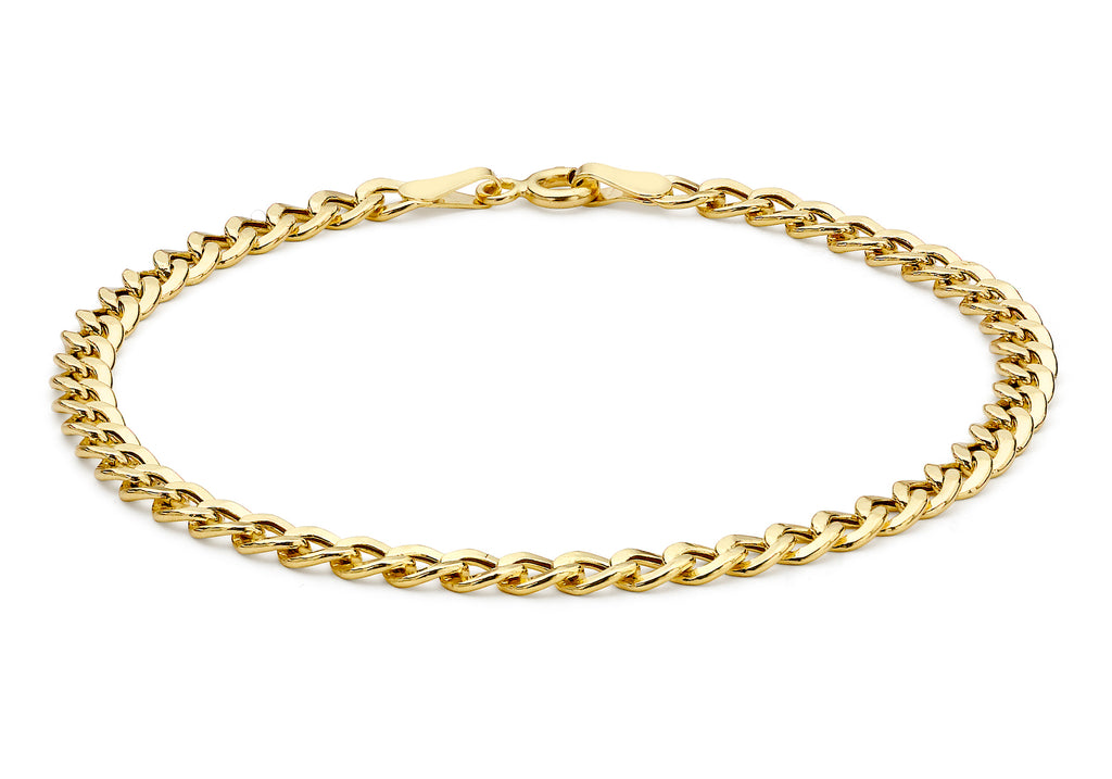 9ct Yellow Gold Hollow Flat Curb Bracelet 18m/7"9